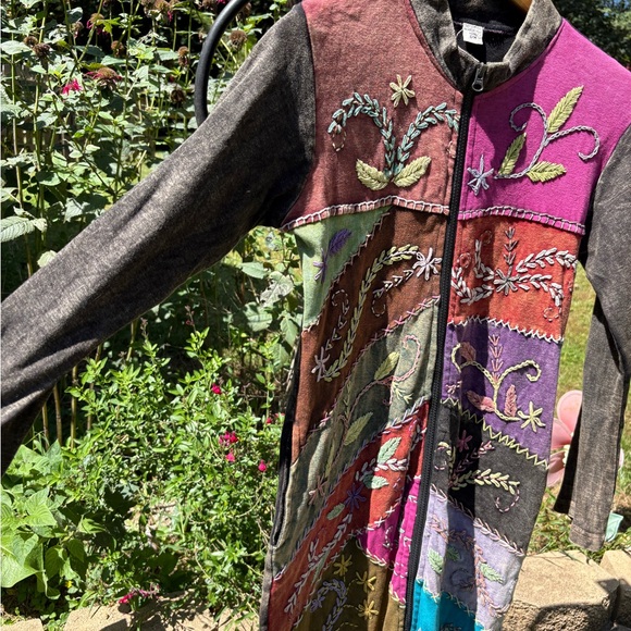 Vintage Y2K made in Nepal Multicolor Embroidered Long Sleeve duster jacket - Picture 5 of 9